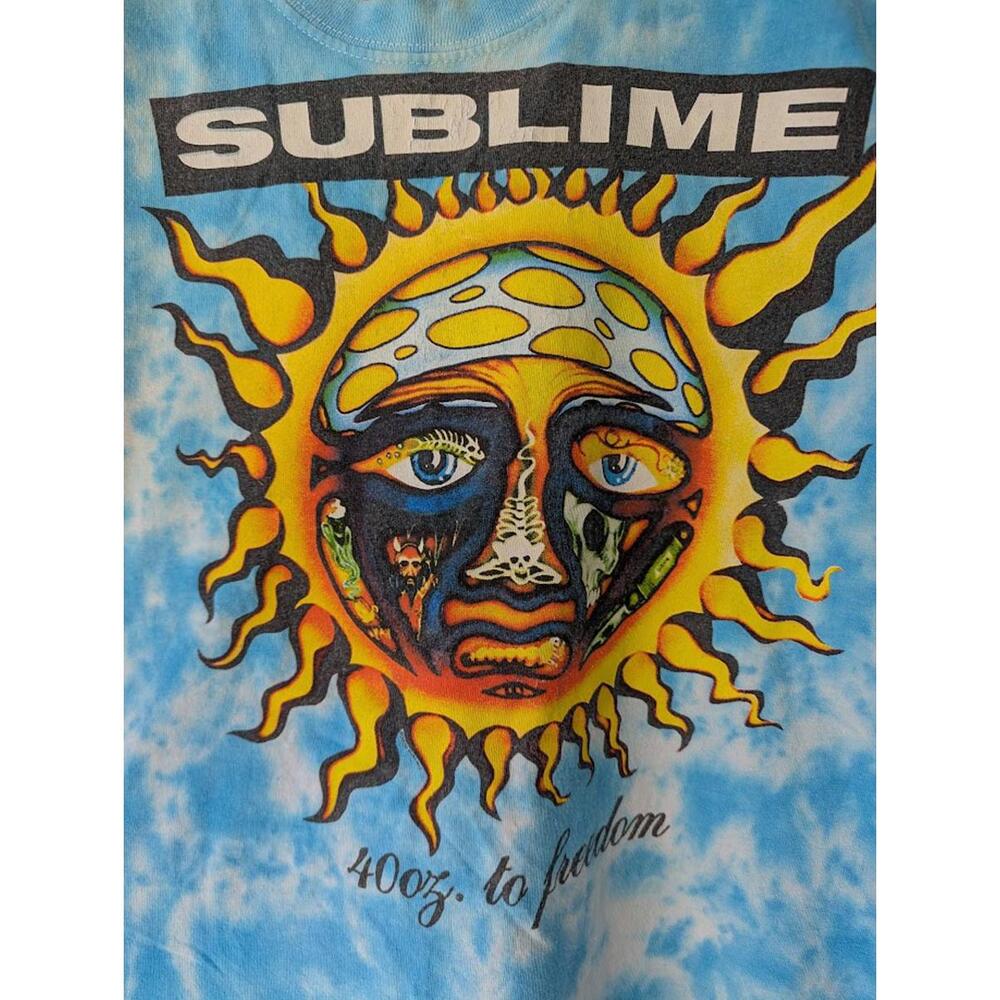 Sublime Blue Cloud Tie-Dye Graphic T-Shirt L 40 oz to Freedom Sun mushroom band - Picture 3 of 8